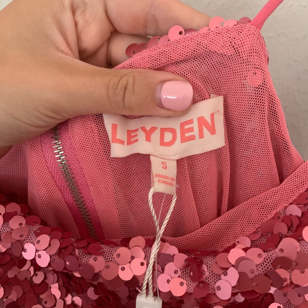 pink sequined dress with thin straps ; never worn - Picture 3 of 7